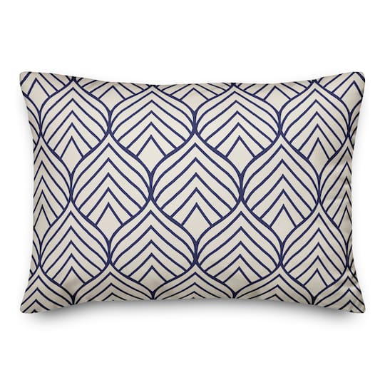 Navy Geo Leaf Pattern 14" x 20" Indoor / Outdoor Pillow